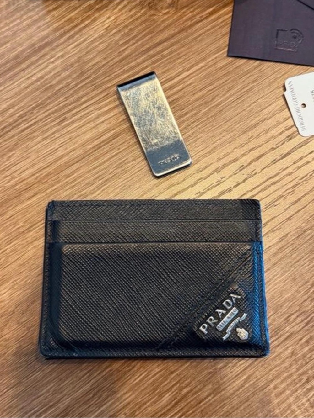 Prada Saffiano Leather Card Case + Money Clip